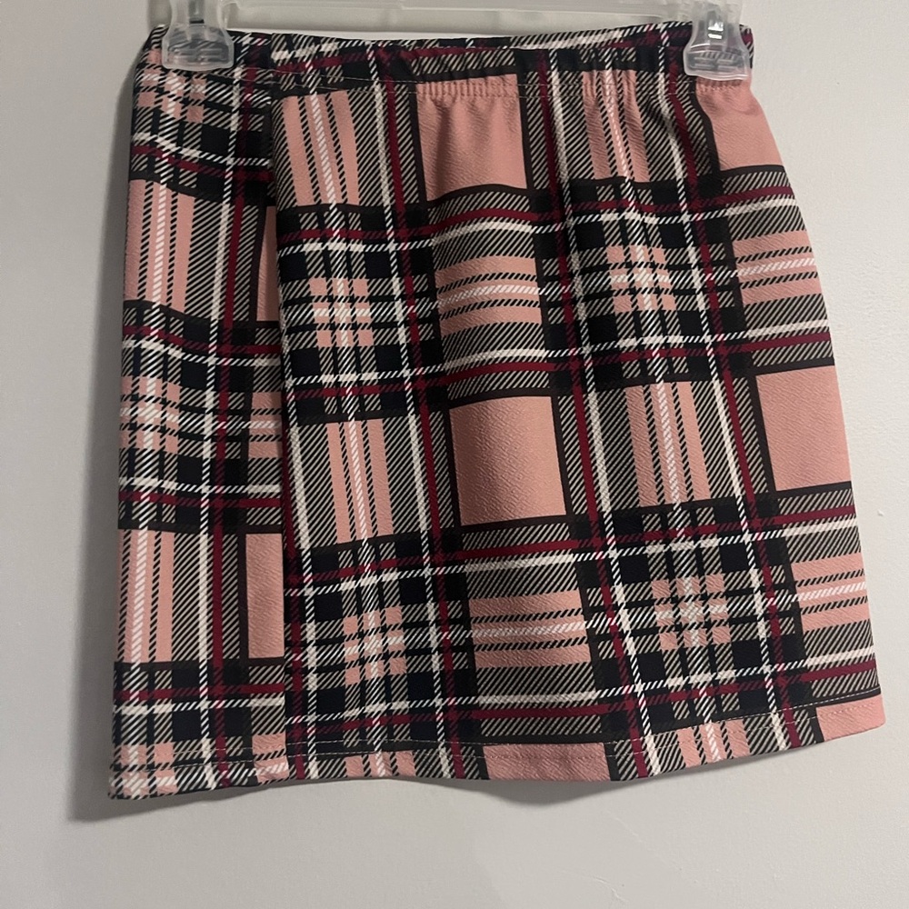 SHEIN Pink and Black A-Line Mini Skirt